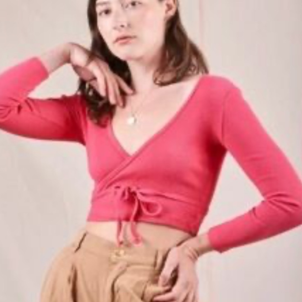Big Bud Press Pink Wrap Crop Top